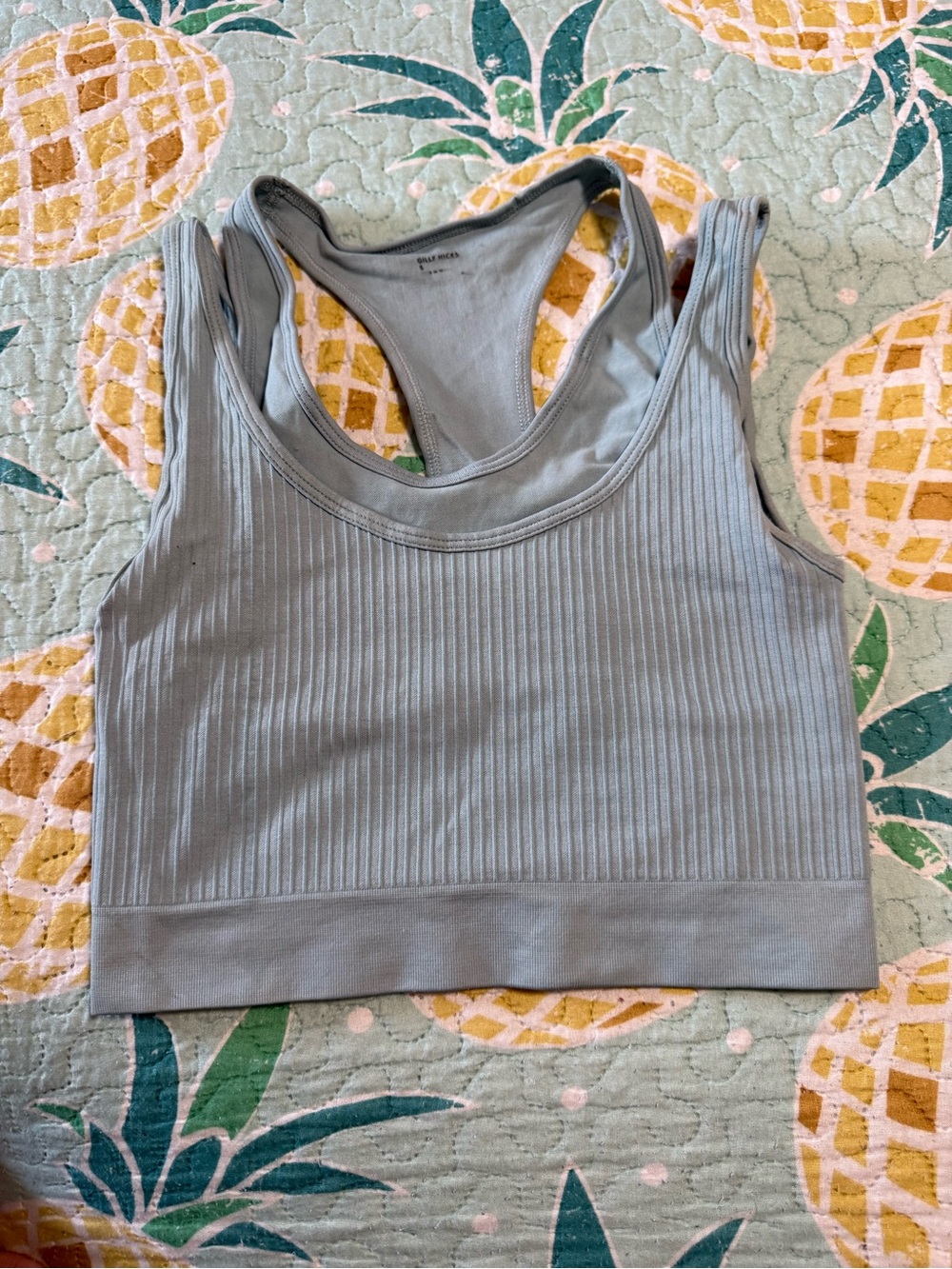 Gilly Hicks Blue-Grey Ribbed Racerback Tank